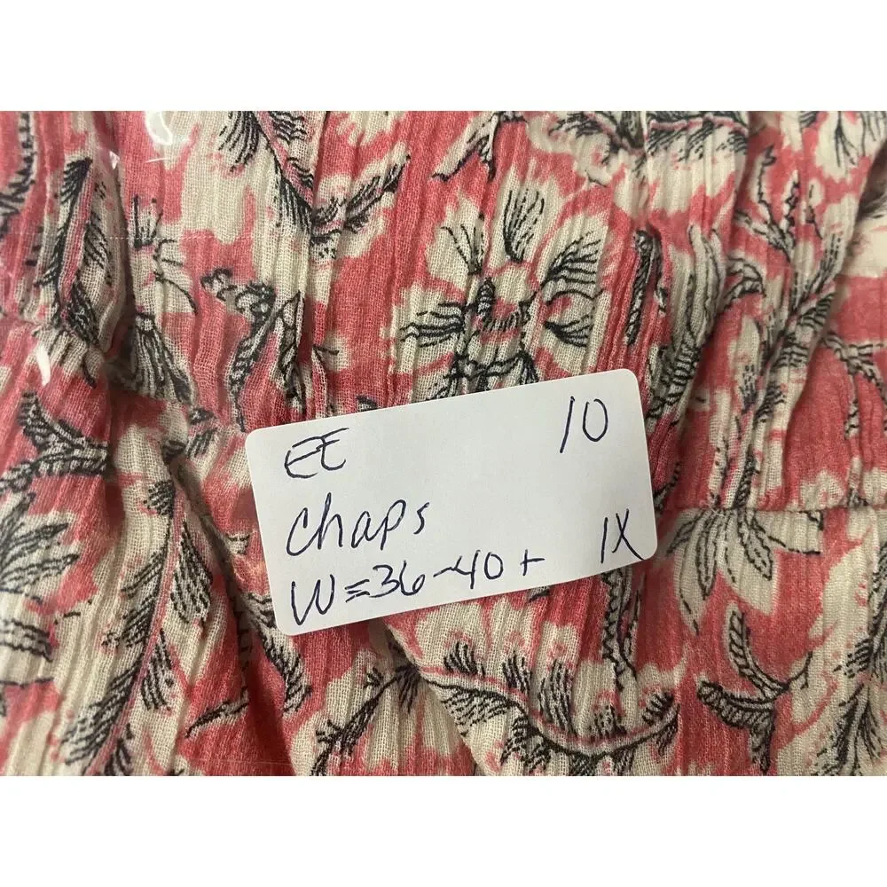 Chaps Skirt Women 1X Pink Floral Peasant Tiered Midi Elastic Pull On Waist Flowy - Picture 10 of 10